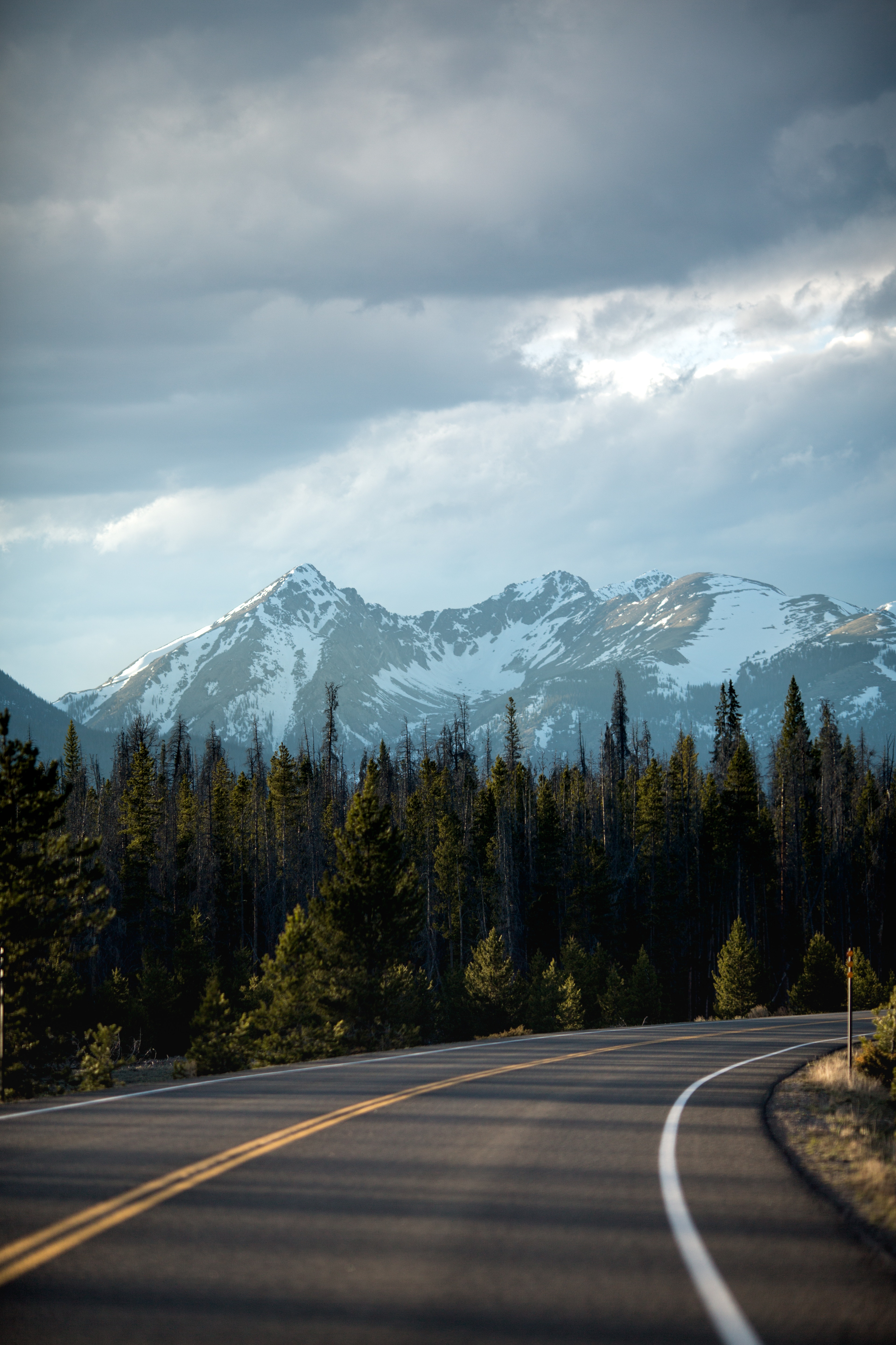 nature, Trees, Snow, Mountains, Road Wallpaper