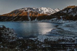 nature, Mountains, Trees, Water, Snow, Landscape