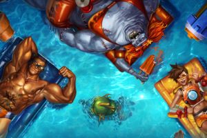 Tychus Findlay, Stitches, Murky, Thighs, Video games, Tracer (Overwatch), Swimming pool, Muscles, Artwork, Digital art, Starcraft II, Overwatch, Warcraft