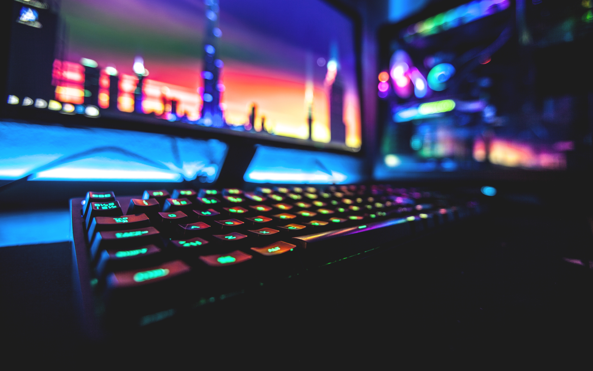 colorful, Neon, Computer, Keyboards, PC gaming Wallpapers HD / Desktop