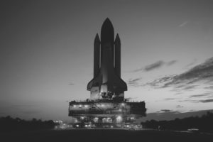space rocket, Discovery, Car, Clouds, Monochrome