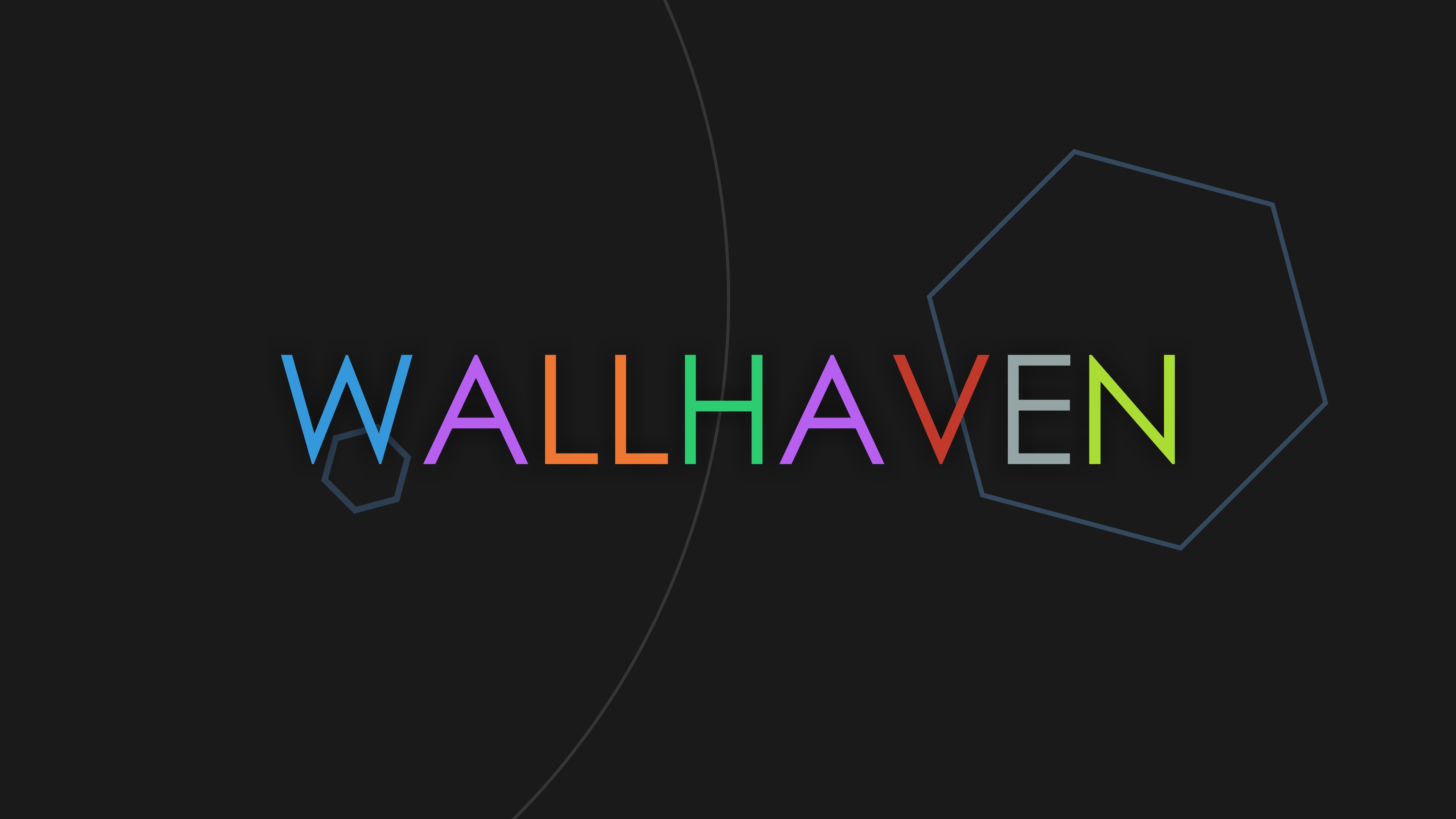 wallhaven, Text, Hexagon, Minimalism, Black background, Colorful Wallpaper