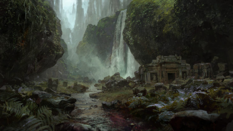 Path of Exile, Digital art, Video games, Ruins, Waterfall HD Wallpaper Desktop Background