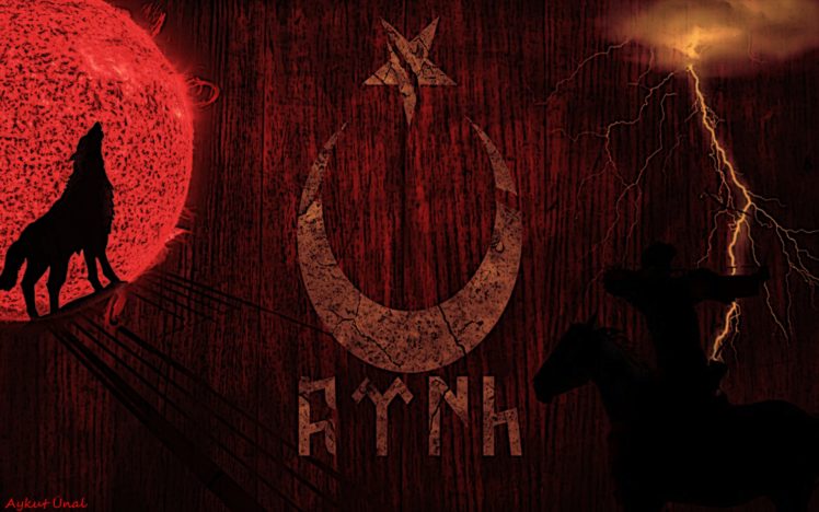 Turkey, Wolf, Lightning, Sun, Flag, Turkish HD Wallpaper Desktop Background