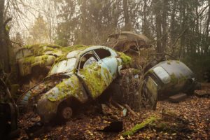 car, Vehicle, Wreck, Moss, Rust