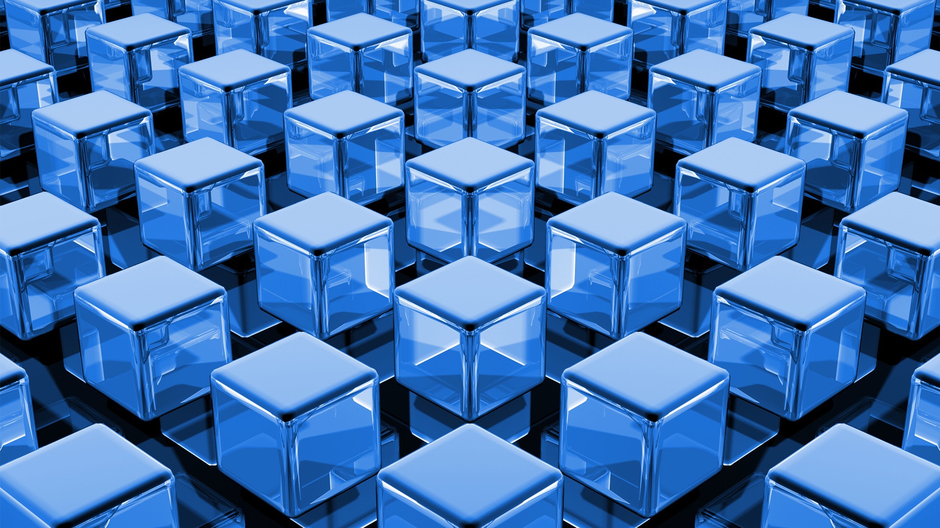 blue, Digital art, Cube Wallpaper