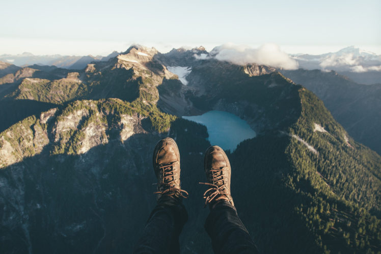 Dylan Furst, Landscape, Mountains, Lake, Clouds, POV, Shoes HD Wallpaper Desktop Background