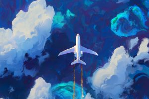 RHADS, Digital art, Planes, Clouds, Blue