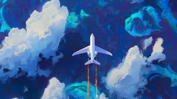 RHADS, Digital art, Planes, Clouds, Blue HD Wallpaper Desktop Background