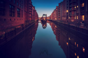 Sebastian Mrass, Canal,  warehouse, Reflection, Architecture, Watermarked