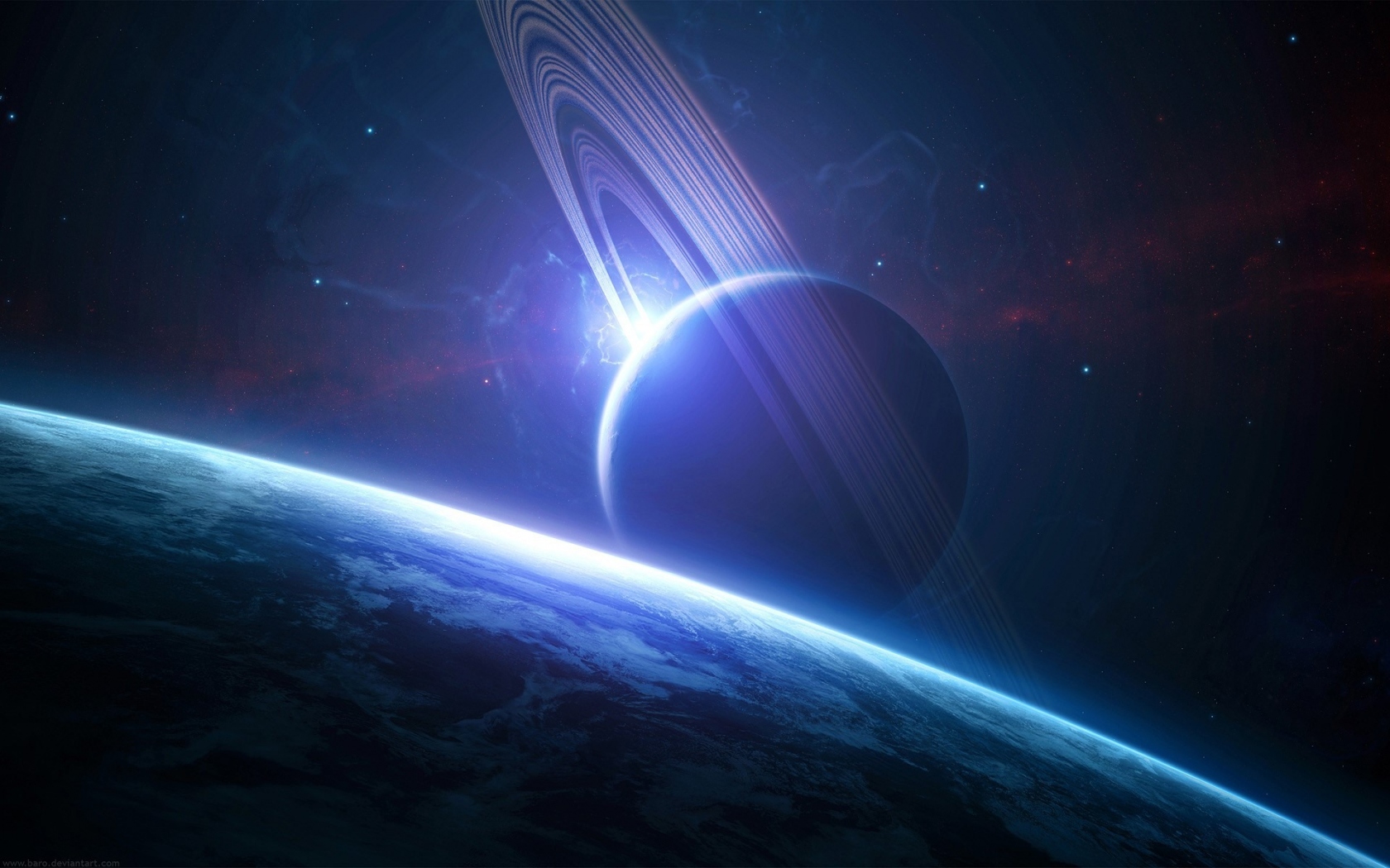 Saturn, Space, 3D, Digital art Wallpaper