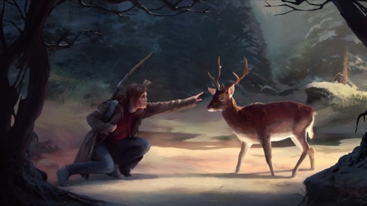 deer, Video games, The Last of Us, Bow, Snow, Forest HD Wallpaper Desktop Background