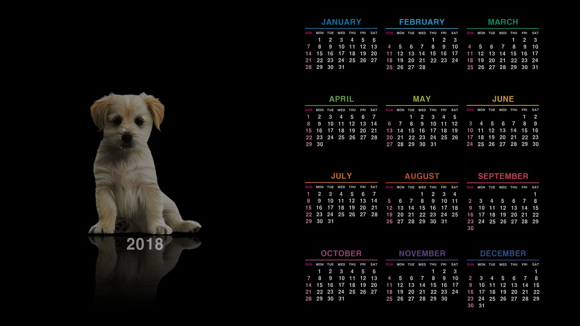calendar, Puppies, Dog Wallpaper