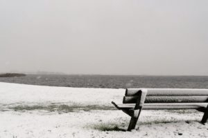 bench, Snow, Winter