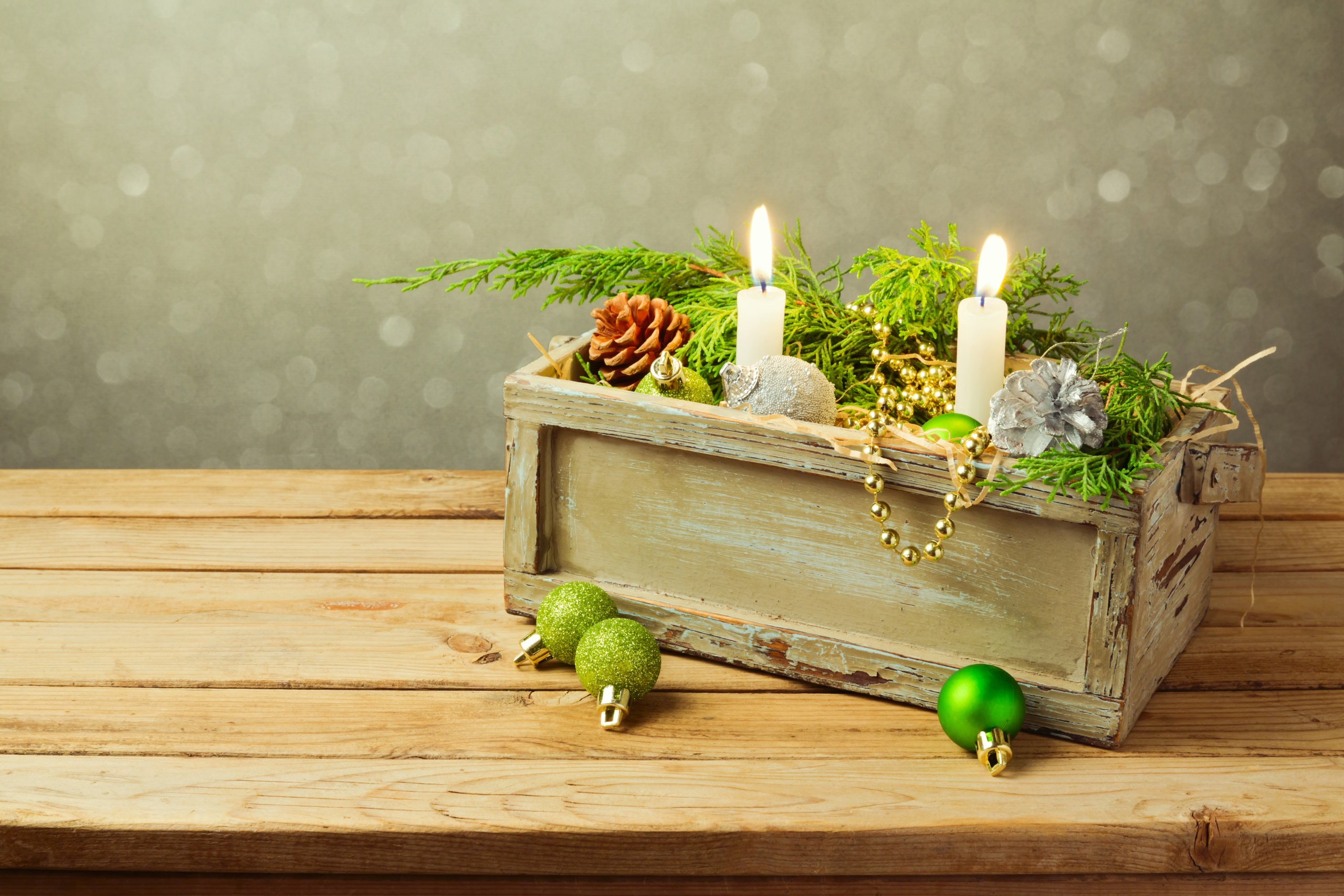 Christmas, Christmas ornaments, Candles Wallpaper
