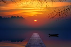 Johannes Plenio, Sunset, Colorful, Lake, Mist, Ports