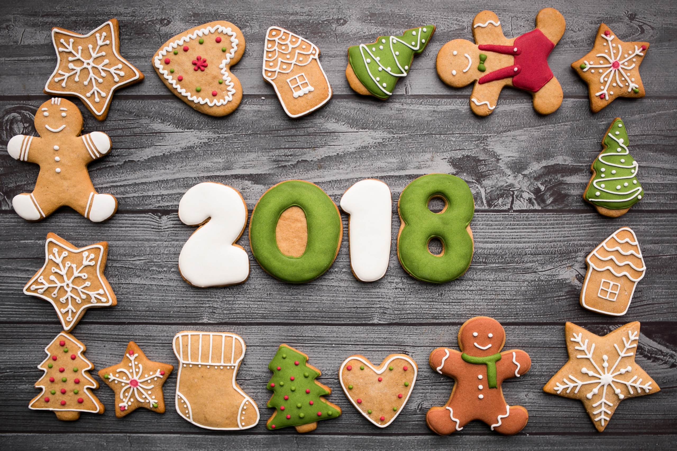 2018 (Year), Food, Sweets, Cookies, Christmas Wallpaper