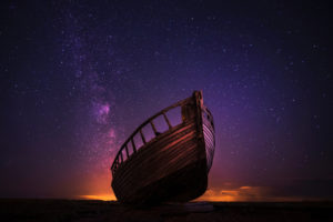 boat, Stars, Starred sky