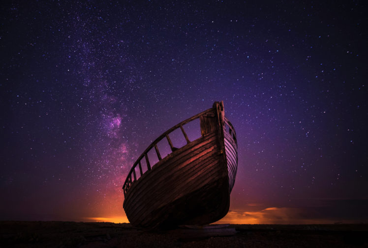 boat, Stars, Starred sky HD Wallpaper Desktop Background
