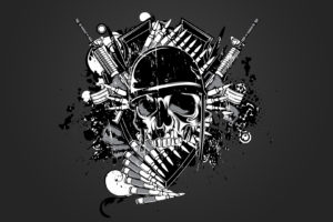 abstract, Skull, Digital art, Gray background