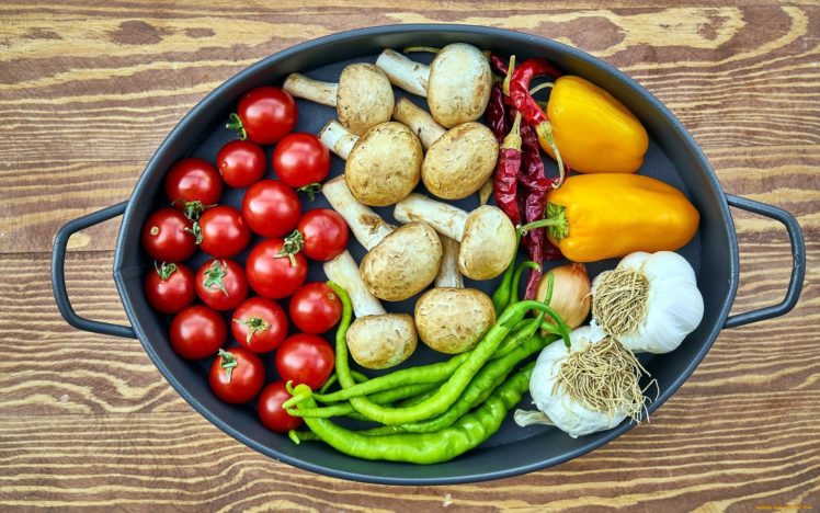 food, Vegetables, Mushroom, Tomatoes, Paprika (Food) HD Wallpaper Desktop Background
