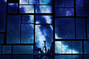 sky, Stars, Telescope, Window, Shooting stars