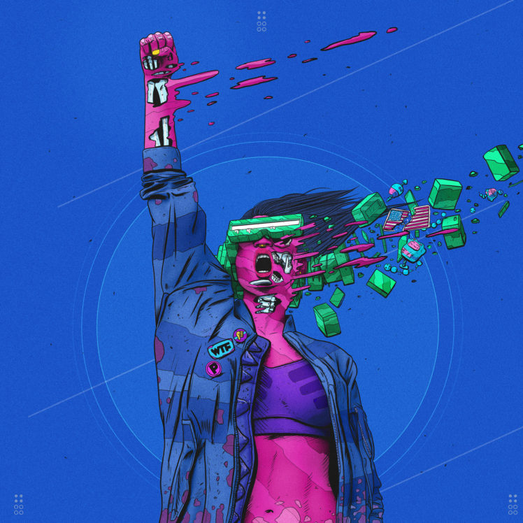 women, Abstract, Skeleton, Cyberpunk HD Wallpaper Desktop Background