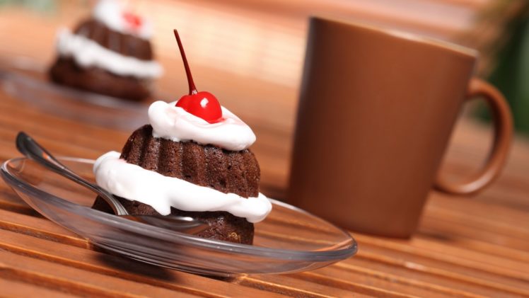 cherries, Cupcakes, Dessert, Cream, Biscuit HD Wallpaper Desktop Background