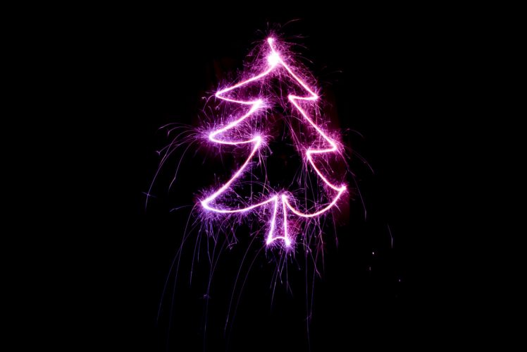 light painting, Christmas Tree, Black background HD Wallpaper Desktop Background