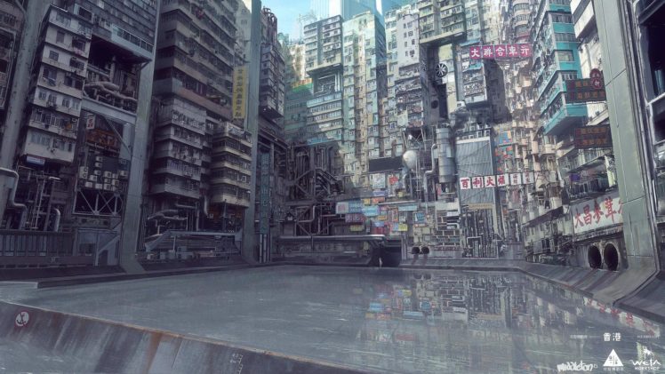 Ghost in the Shell, Water, City, Apartments HD Wallpaper Desktop Background