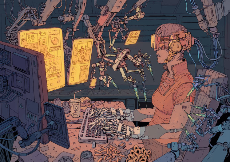 women, F1x 2, Punk, Tech, Machine, Cyborg, Drawing, Syringe HD Wallpaper Desktop Background