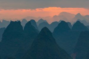 Guilin, China, Mountains, Sunrise, Clouds, Nature, Landscape