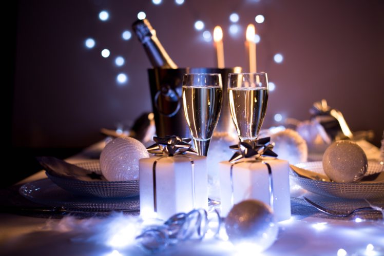 holiday, Champagne, Food, Presents, Christmas HD Wallpaper Desktop Background