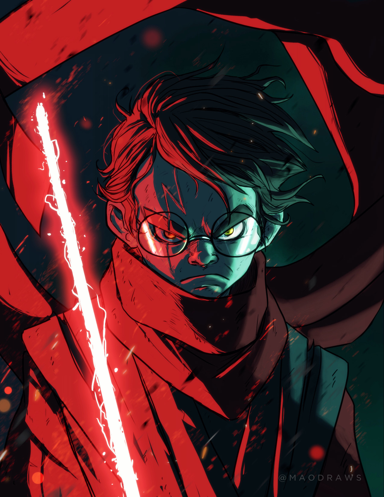 Harry Potter Sith Lightsaber Glasses Drawing Wallpapers HD 