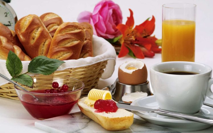 food, Bread, Coffee, Juice, Eggs, Butter HD Wallpaper Desktop Background