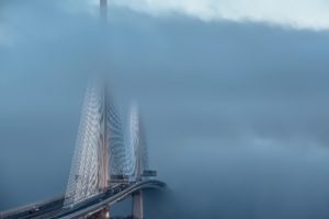 Scotland, Mist, Bridge, Rope bridge