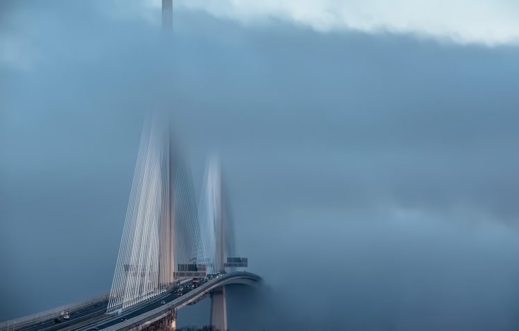 Scotland, Mist, Bridge, Rope bridge HD Wallpaper Desktop Background