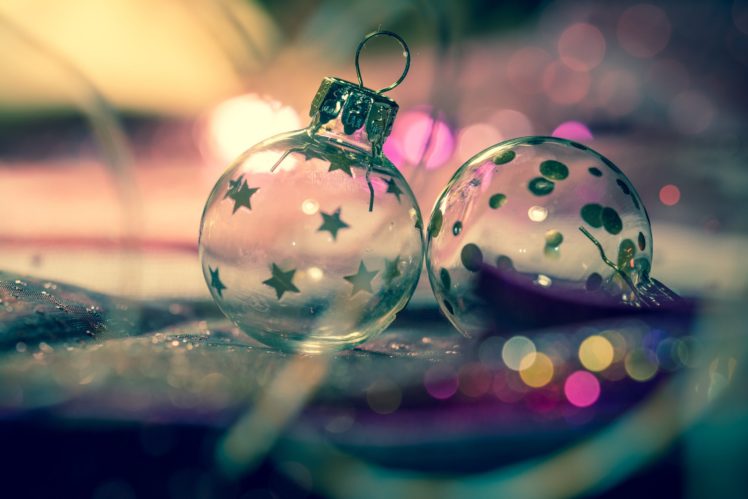 Christmas, Christmas ornaments, Glass, Bokeh HD Wallpaper Desktop Background