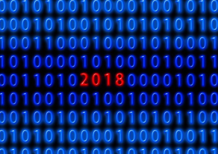 binary, 2018 (Year), Code, Numbers, Black background, Red, Blue, New Year, Glowing HD Wallpaper Desktop Background