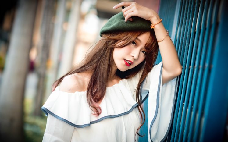 women outdoors, Asian, Women, Model, Urban, Hat HD Wallpaper Desktop Background