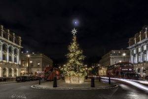 London, Night, Christmas, Cityscape, Long exposure, Traffic