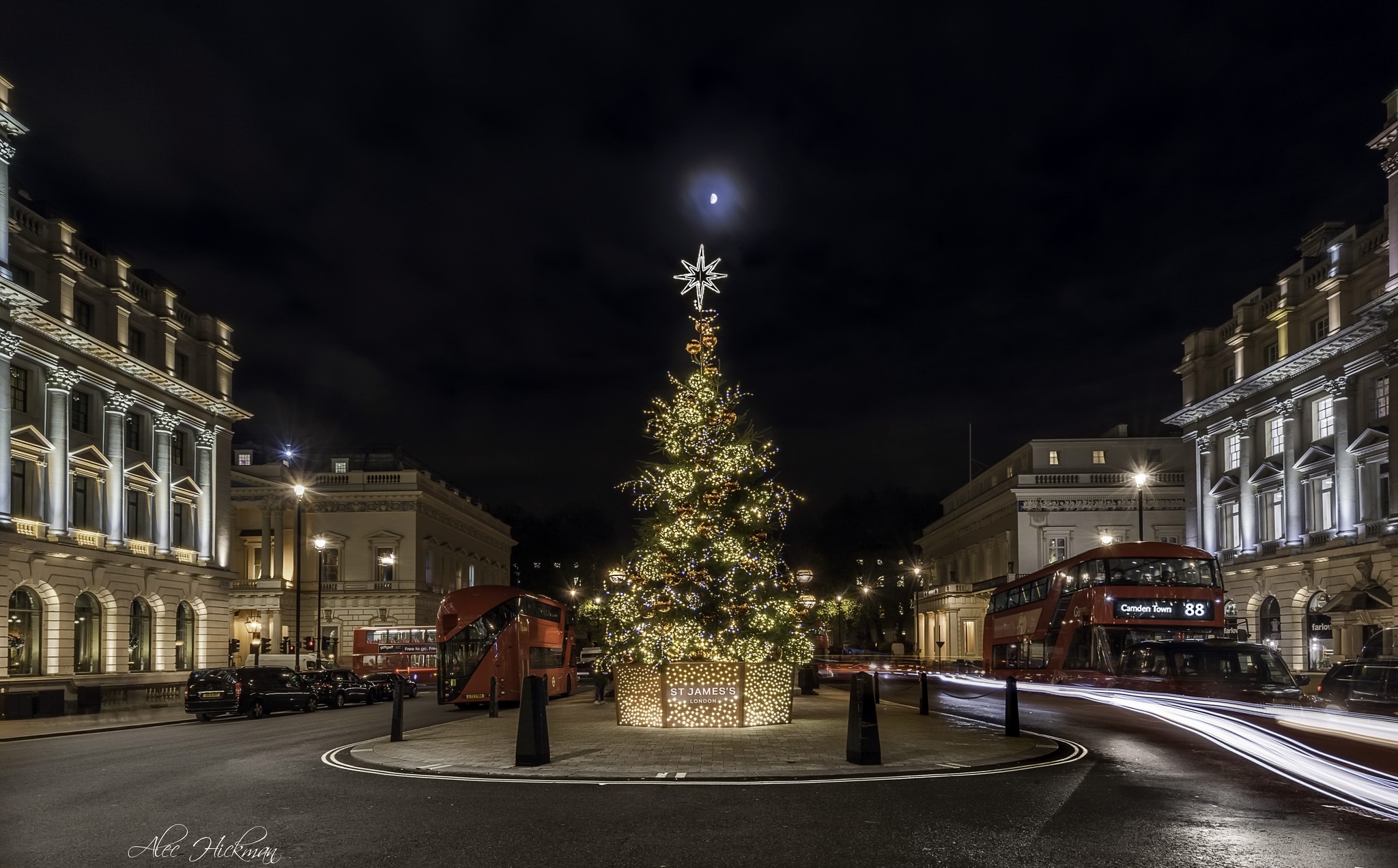 London, Night, Christmas, Cityscape, Long exposure, Traffic Wallpaper