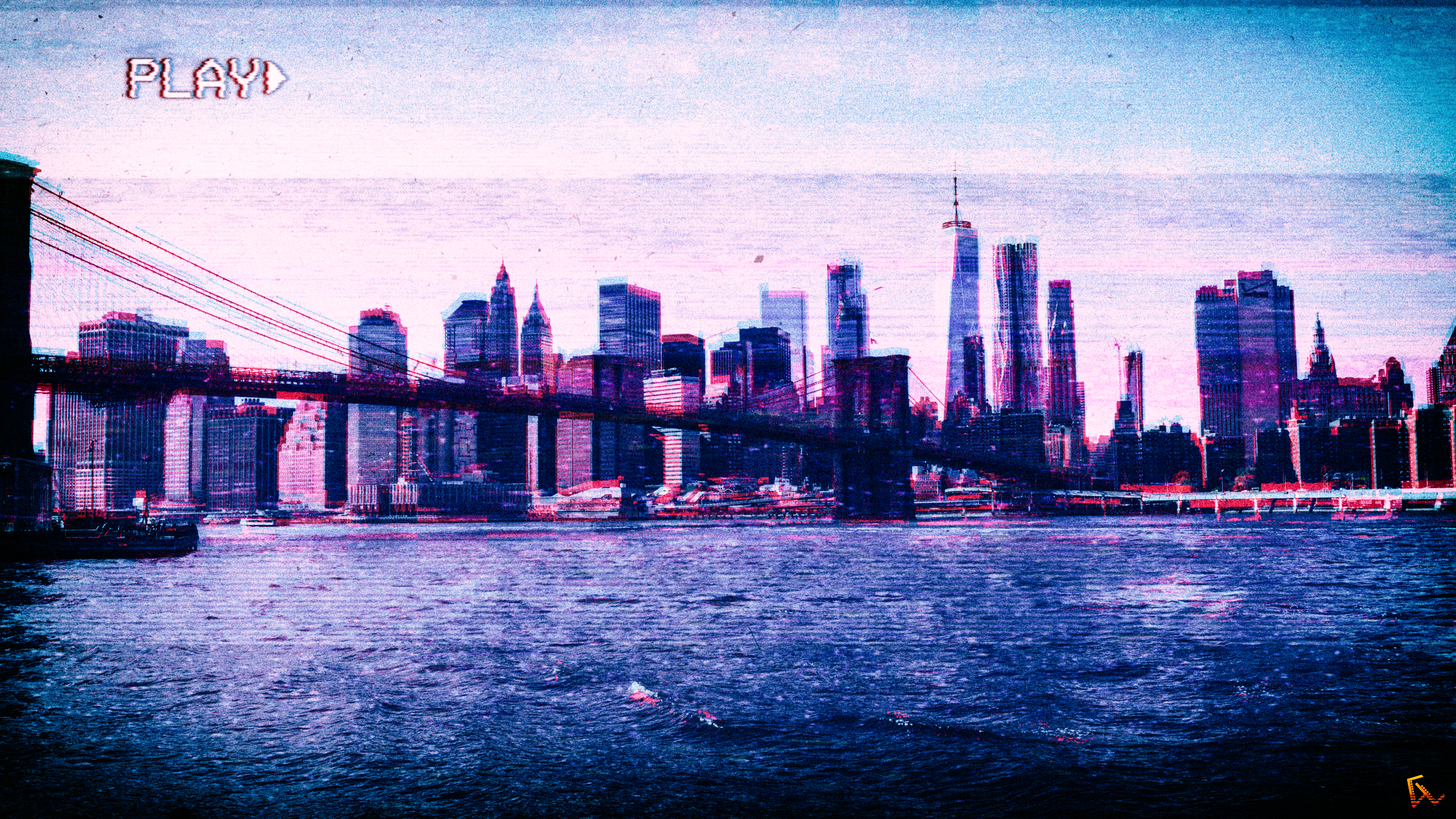 New York City, VHS, Vaporwave, Photoshop, Glitch art, Landscape Wallpaper