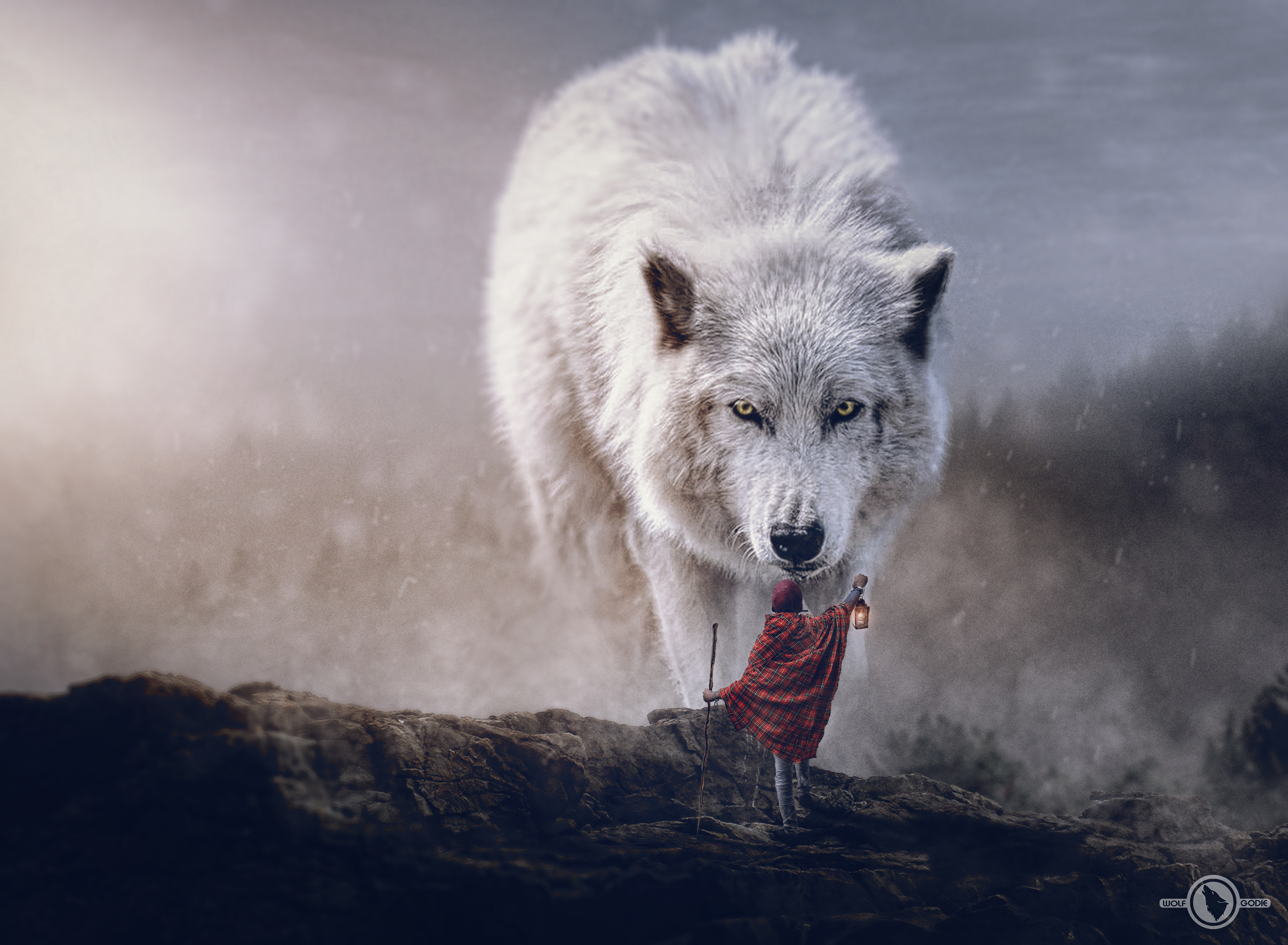 Wolf, Digital art, Sciencie fiction adventures, Polar wolf 