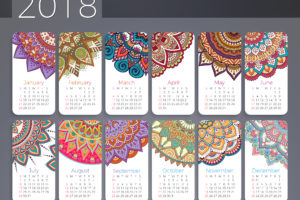 calendar, 2018 (Year), Month, Decorated, Abstract, Numbers, Simple background, Ornamented, Mandala, Mandalas