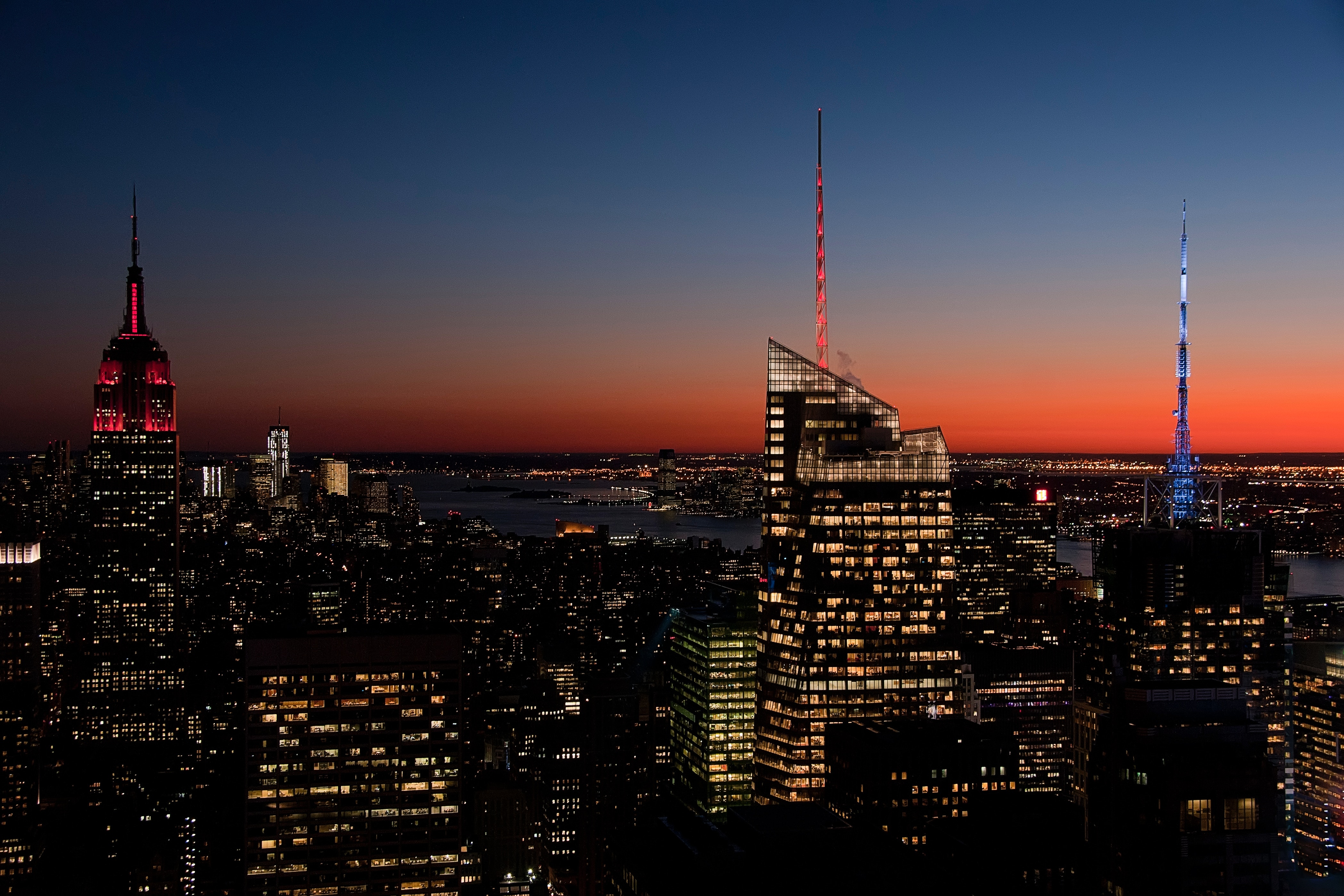 New York City, City, Lights, Sunset Wallpaper