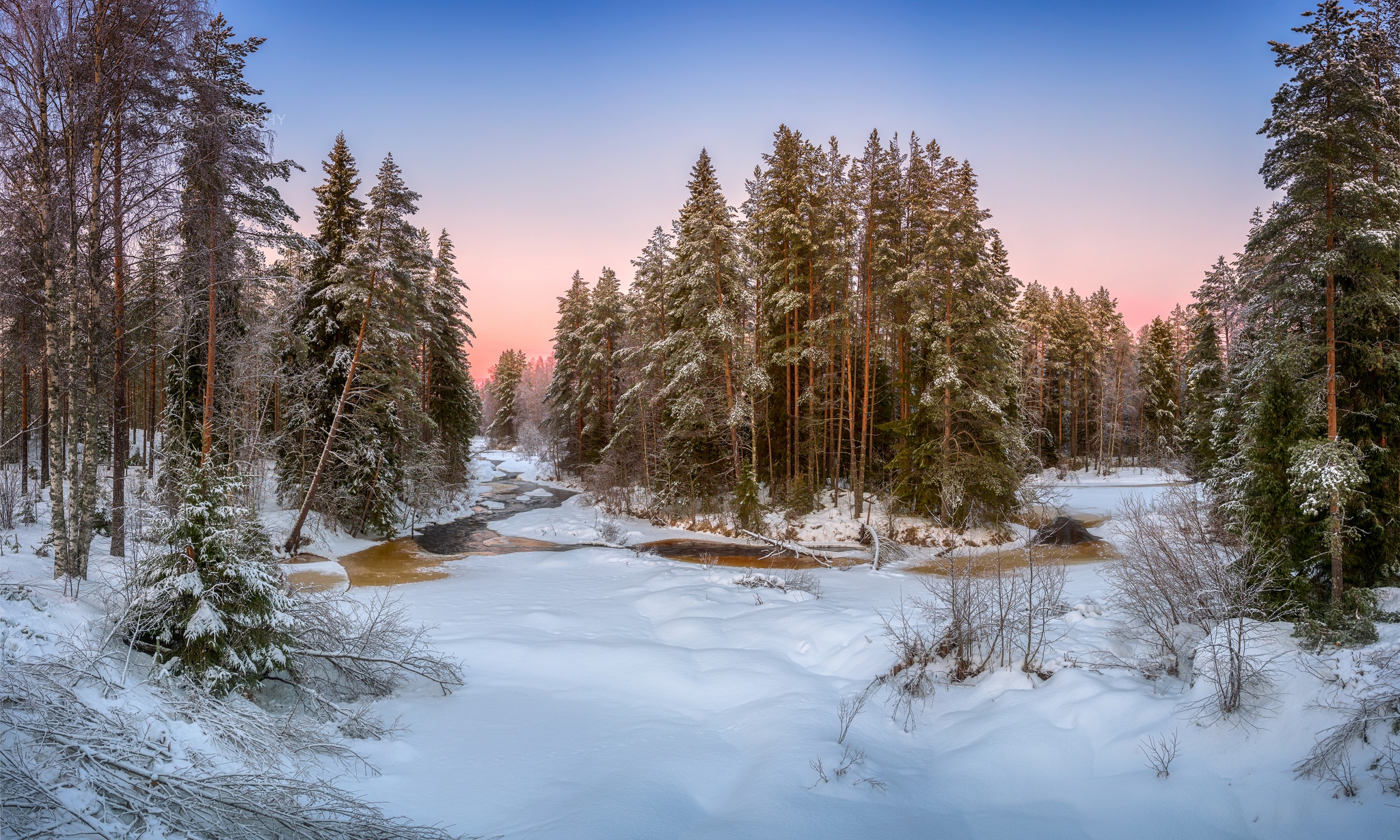 nature, Snow, Landscape, Winter, River, Forest Wallpaper