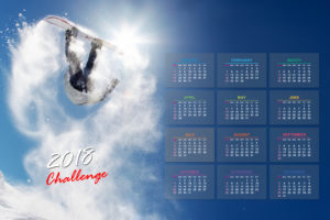 calendar, 2018 (Year), Snowboarding, Sun