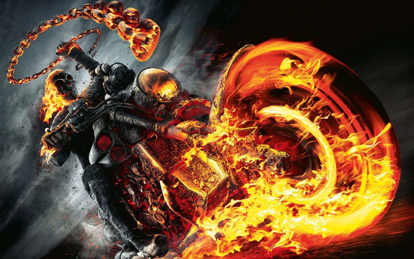 Ghost Rider, Chains, Vehicle, Revenge Spirit, Fire Wallpaper