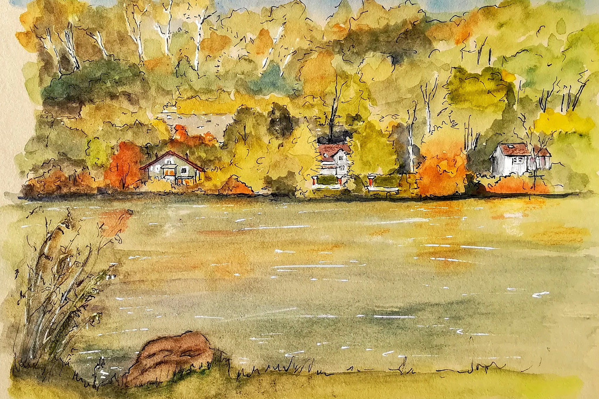 artwork, Painting, River, Landscape Wallpaper